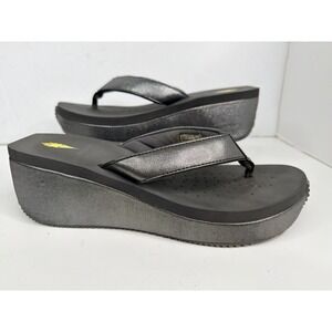 Volatile Gray Wedge Flip Flop Sandals Womens 11 Platform Comfort Casual